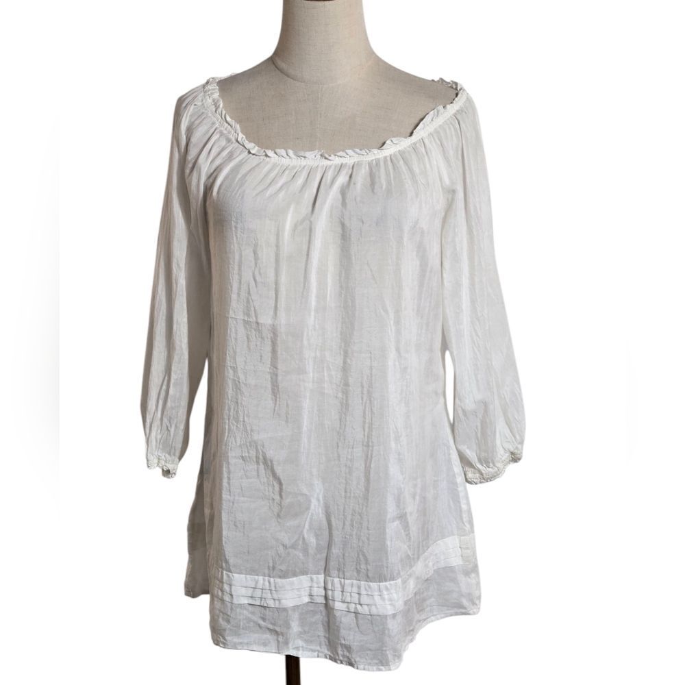 Trinity White Long Sheer Boho Tunic Top